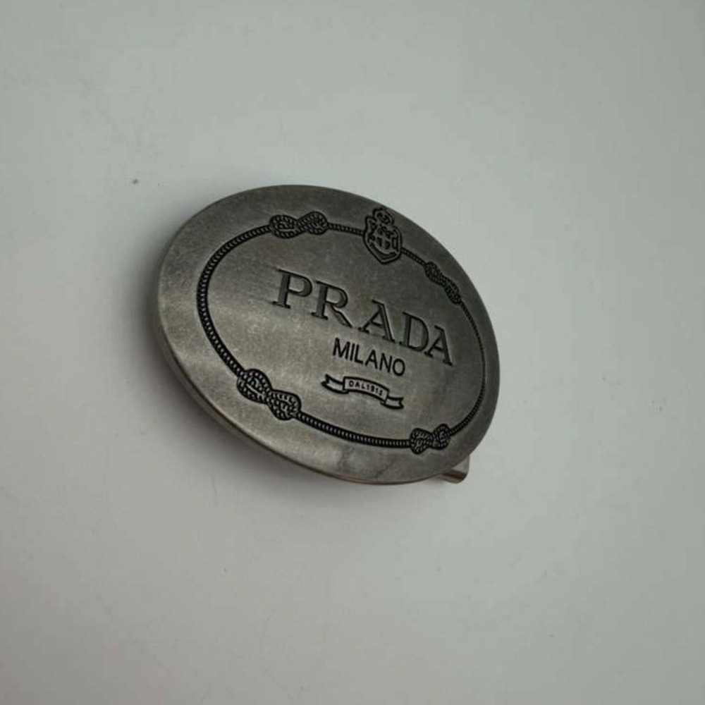 Prada Milano Oval Logo Belt Buckle Silver Tone – Used – Vintage Style - Picture 4 of 7